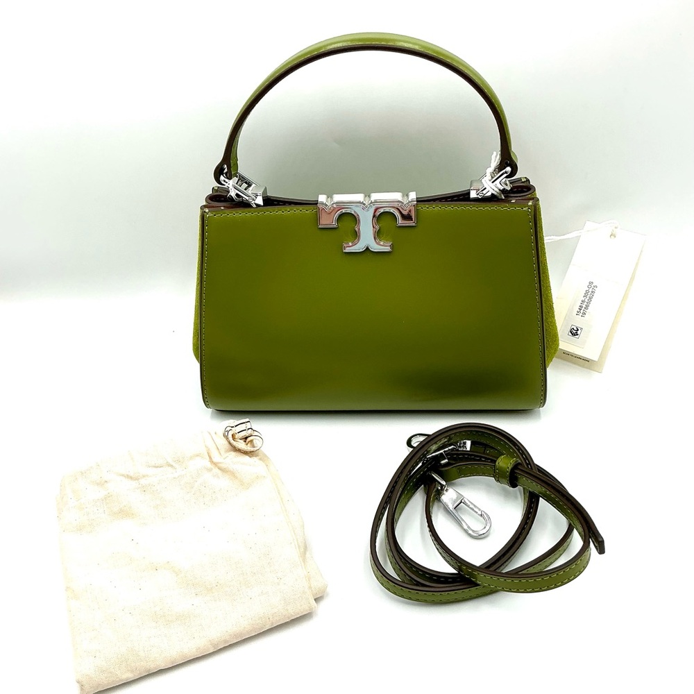 Tory Burch Mini Eleanor Leather Suede Matcha Green Satchel #522 - Picture 2 of 5
